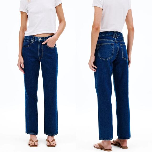 SLVRLAKE Sophie Evermore Mid Rise Straight Jeans Size 32 Denim Blue EUC - Picture 2 of 11